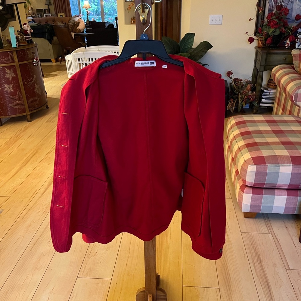 Uniqlo Inez De La Fressange Paris Red Women's Blazer Red Large - Picture 6 of 9